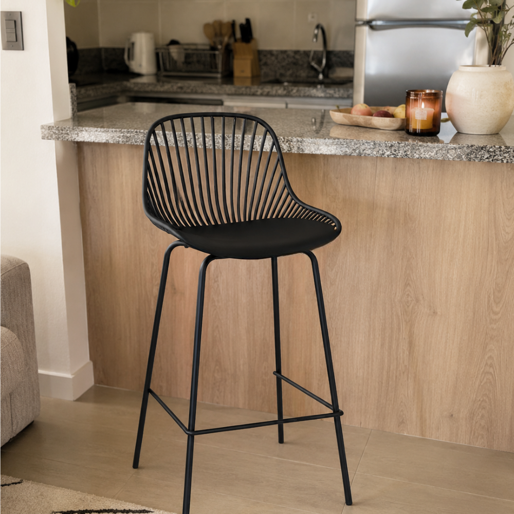 Pack 2 Taburetes Tropea Negro - Base metal 76 Cm