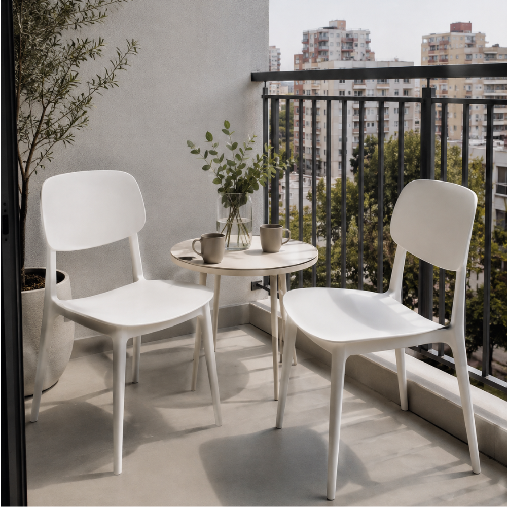 Pack 4 Sillas Brit Deco Minimalista - Blanco Apilables