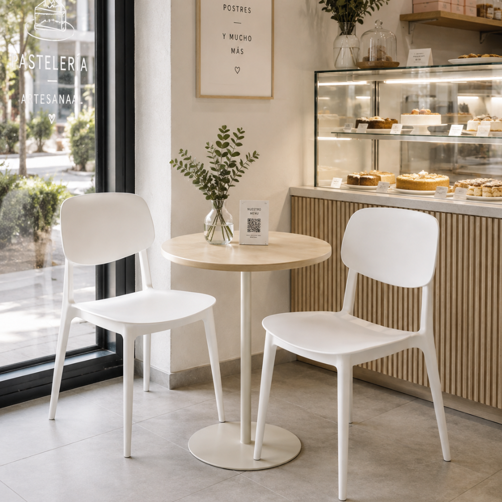 Pack 4 Sillas Brit Deco Minimalista - Blanco Apilables