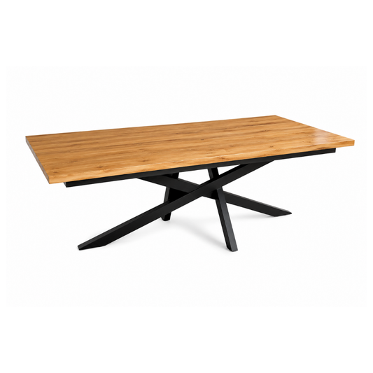 Mesa de Comedor Industrial Vertice - Madera Natural Fierro 200x90