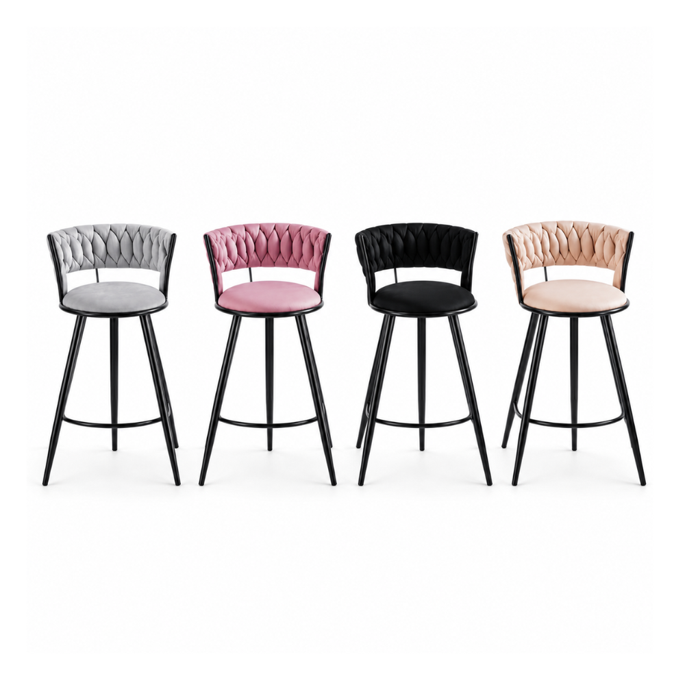 Taburete Queen Velvet - Terciopelo Base Negra