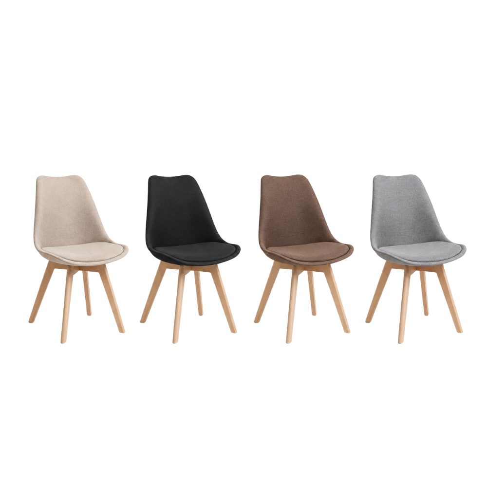 Silla Tulip Lino - Acolchada Base Madera
