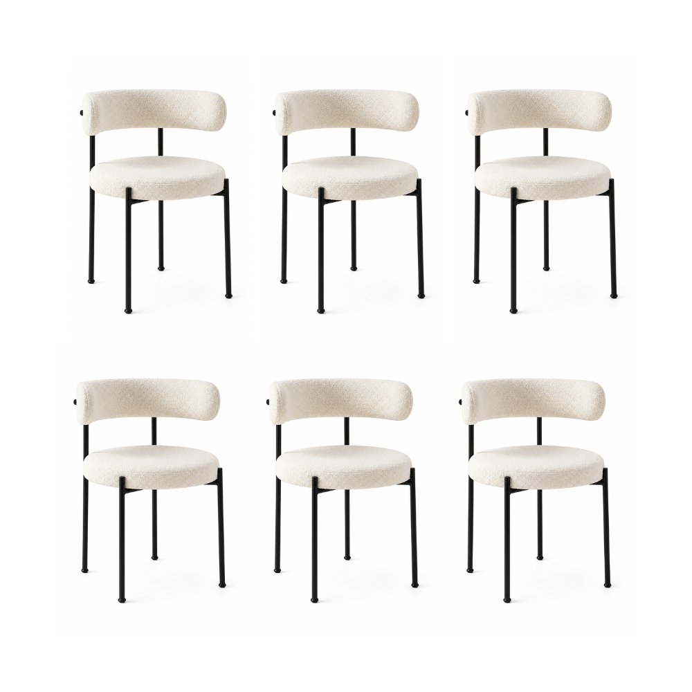 Pack 6 Sillas Teddy Corderito - Base Metal