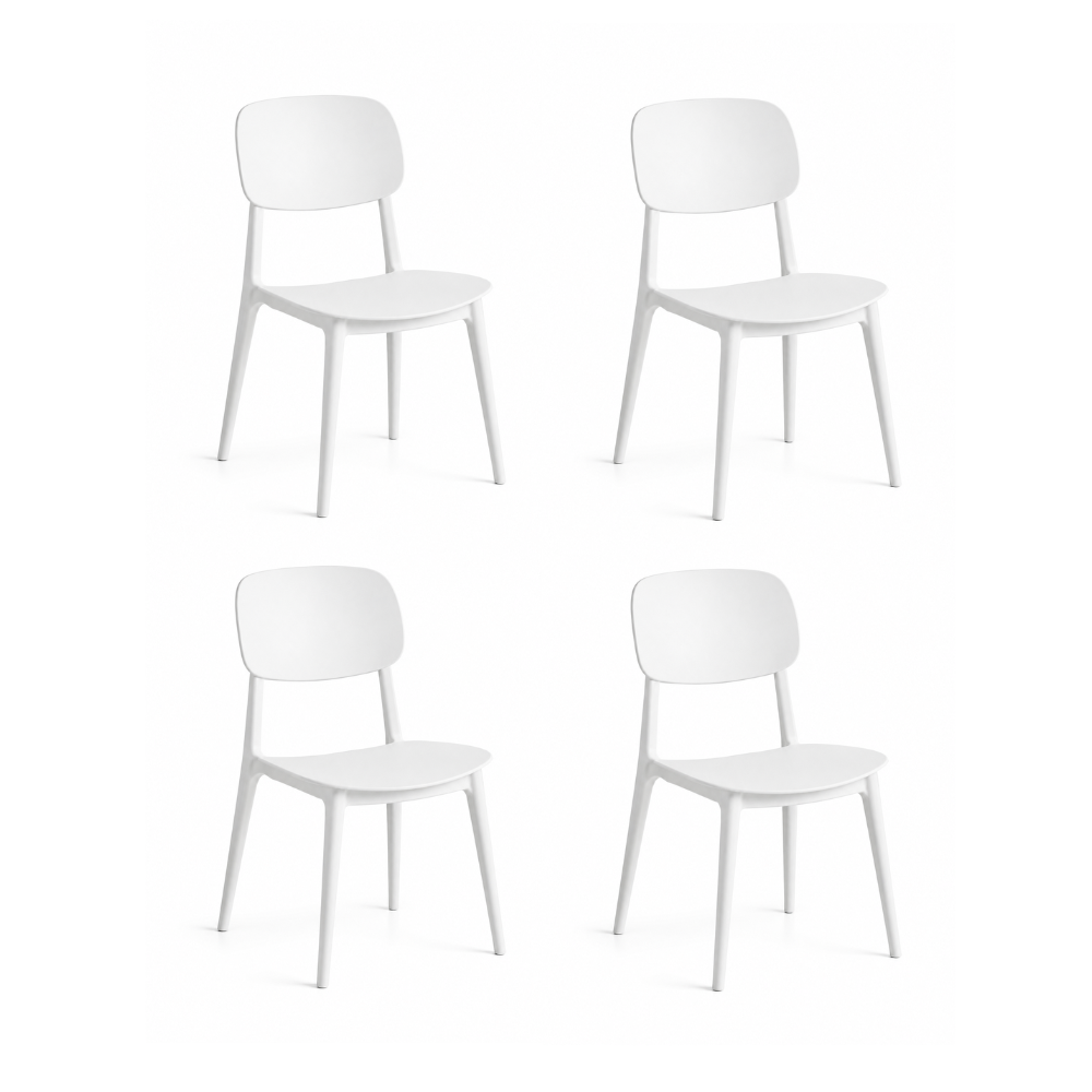 Pack 4 Sillas Brit Deco Minimalista - Blanco Apilables