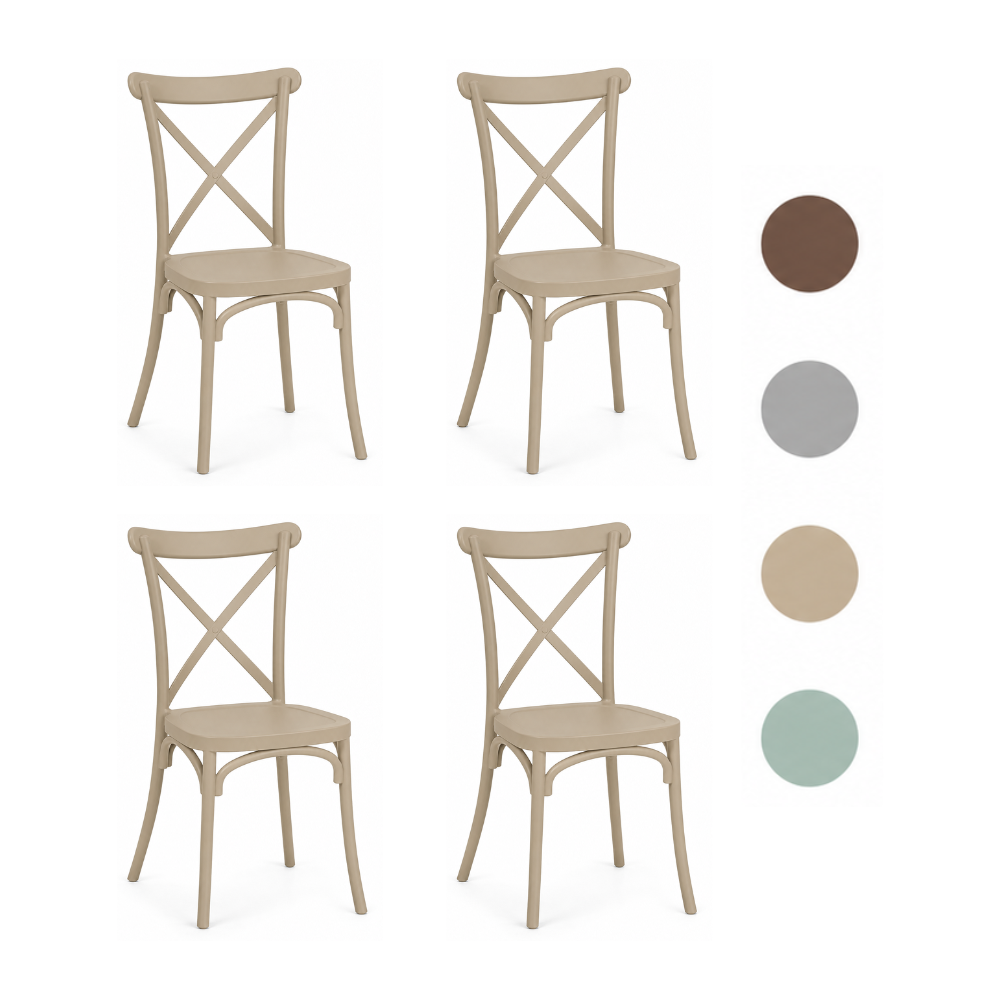 Pack 4 Sillas Danubio Crossback COLORES - Polipropileno Apilables