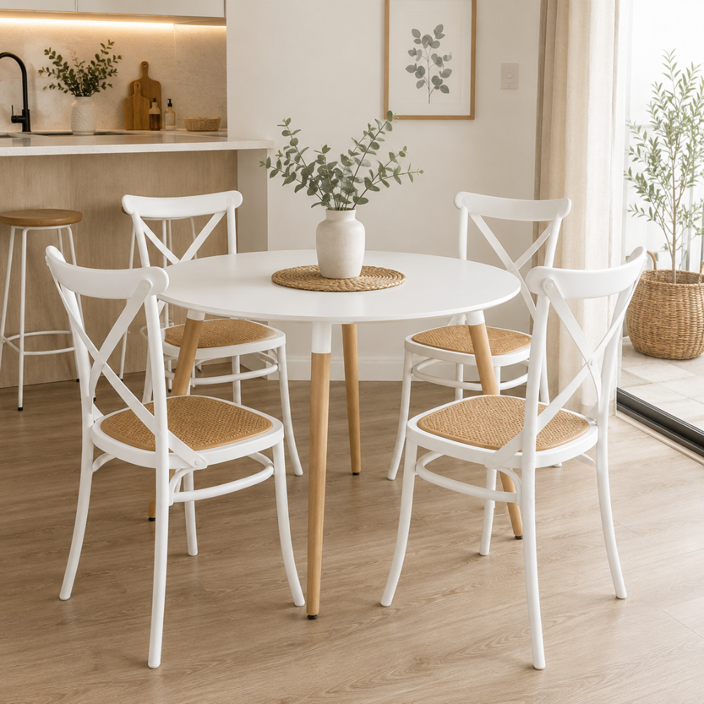 Pack 4 Sillas Crossback Top Blanca - Polipropileno Apilable