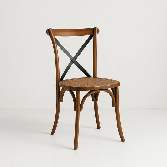 PREVENTA Silla Crossback Madera Café Vintage - Cruzeta Negra