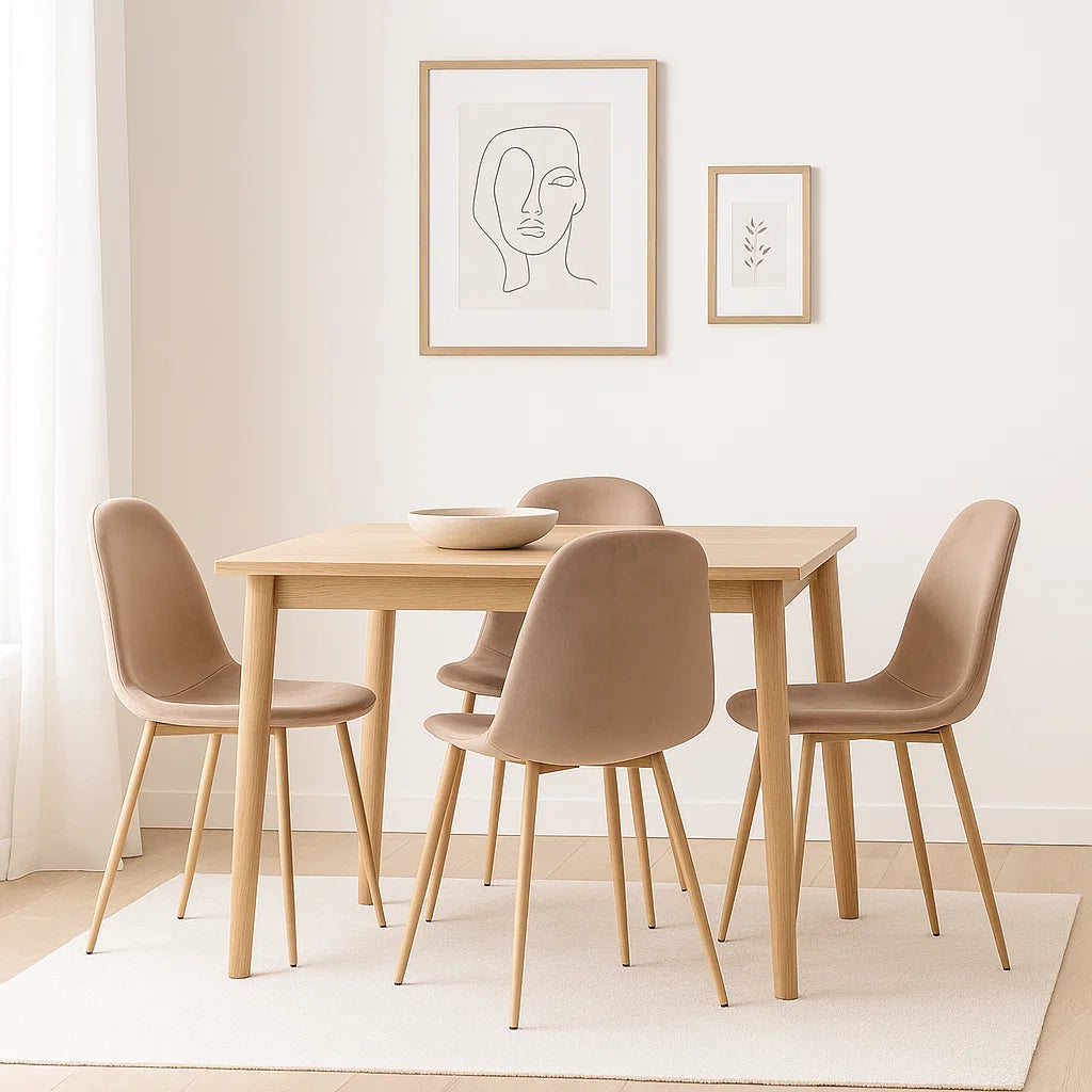 Pack 4 Sillas Spoon Beige Oscuro - Terciopelo Metal