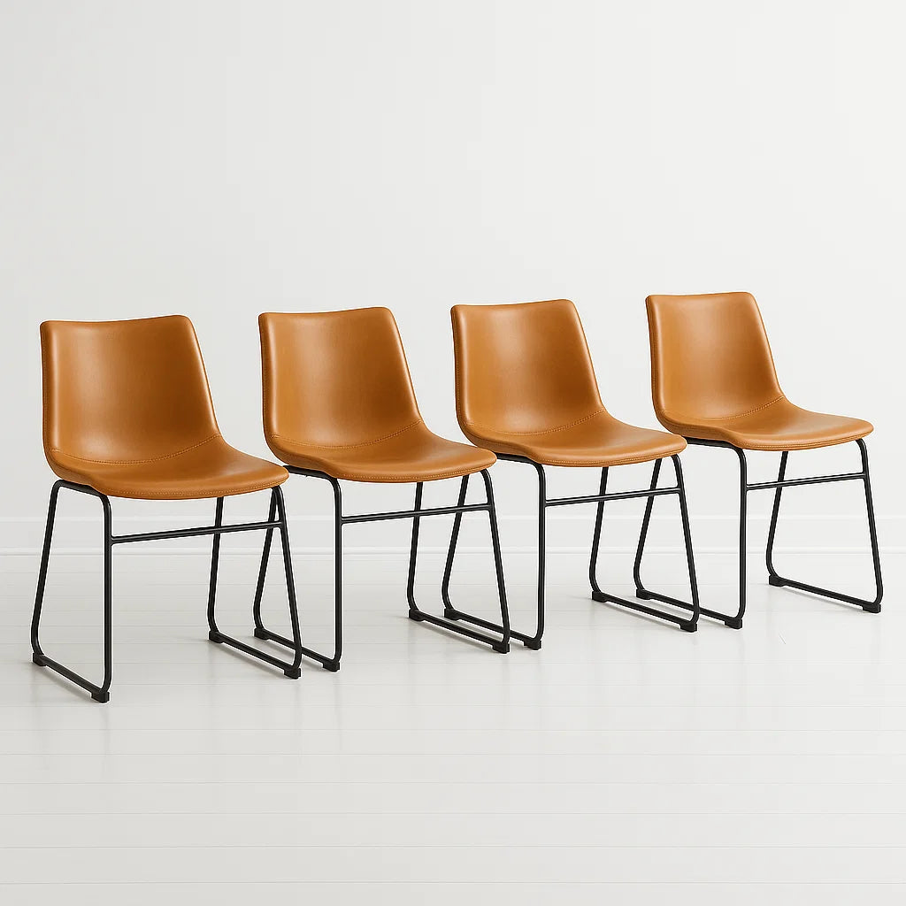 Pack 4 Silla Burgos Crazy Horse - Ecocuero Metal