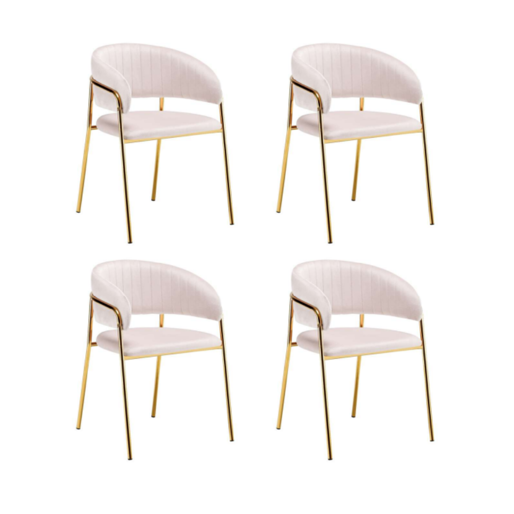 Pack 4 Sillas Sitial Glam Velvet Max - Terciopelo Metal Dorado