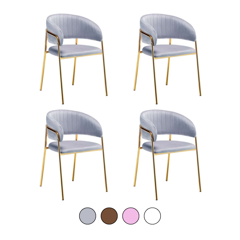 Pack 4 Sillas Sitial Glam Velvet Max - Terciopelo Metal Dorado