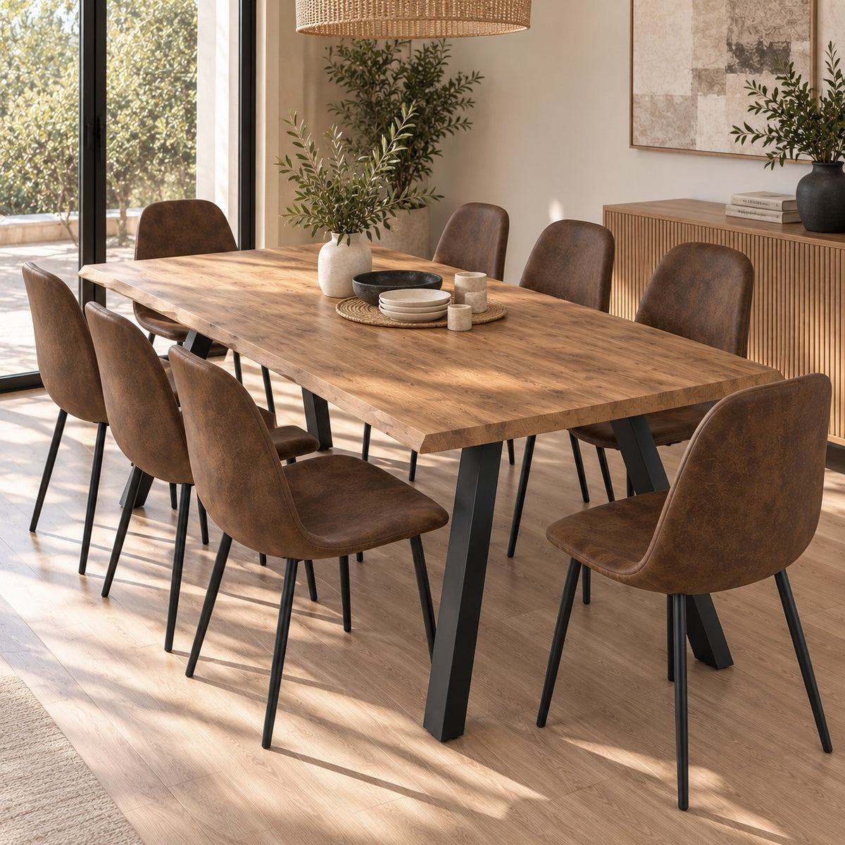 Mesa de Comedor VWood Rustic - Madera Metal 180x90