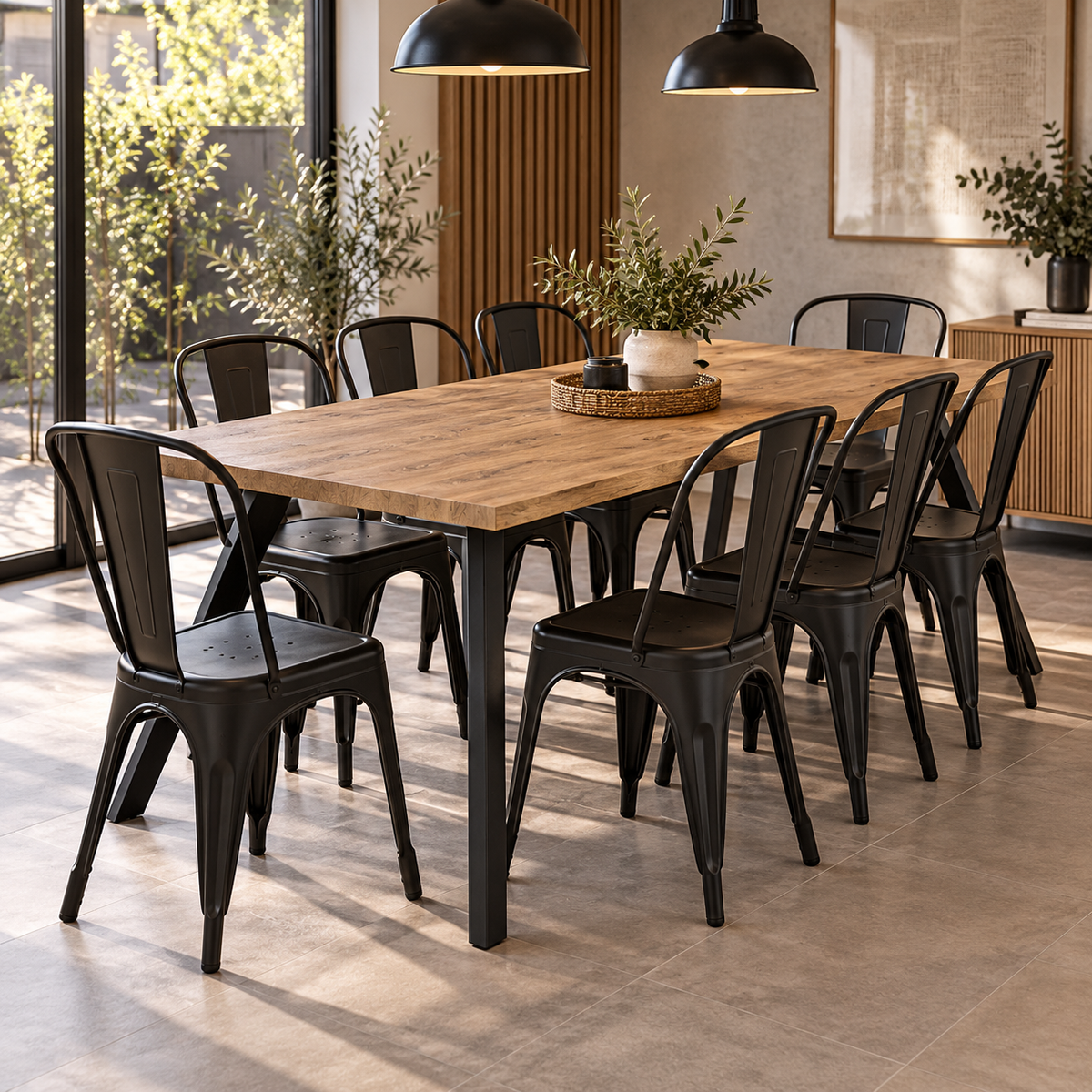 Comedor 8 Sillas Tolix + Mesa VWood 180x90