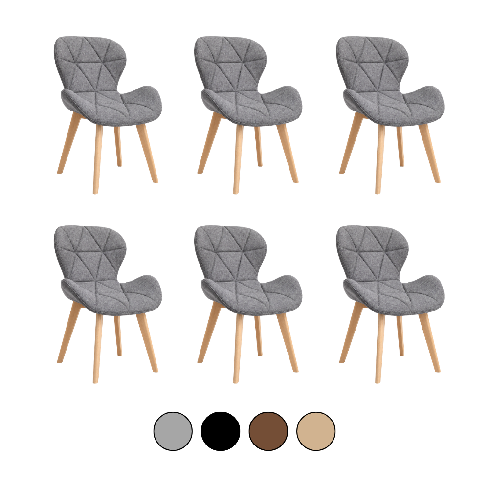Pack 6 Sillas Radar Mariposa Lino - Base Madera