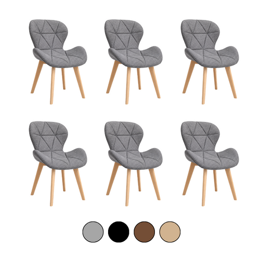 Pack 6 Sillas Radar Mariposa Lino - Base Madera