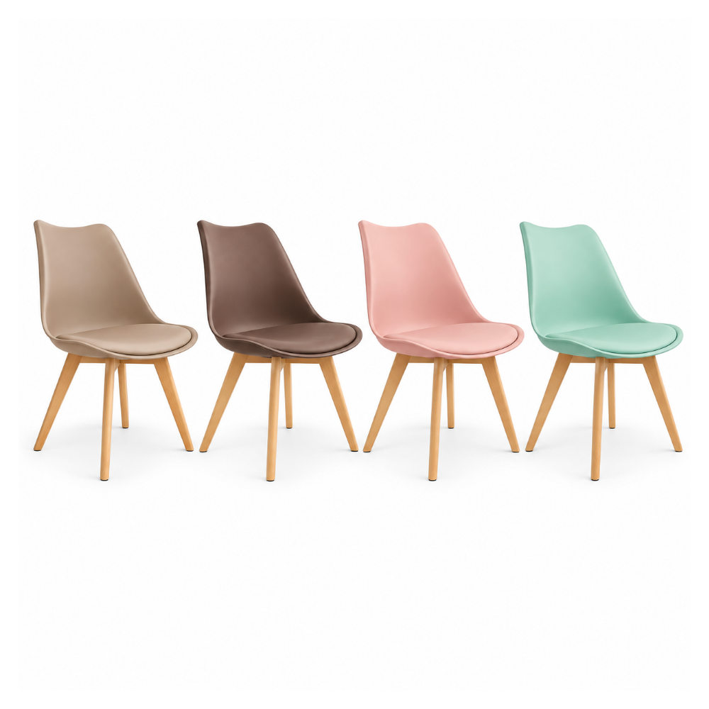 Silla Tulip Colores - Acolchada Base Madera