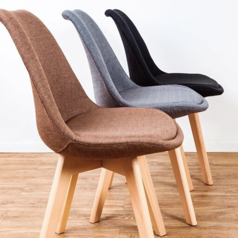 Pack 4 Sillas Tulip Lino - Acolchadas Base Madera