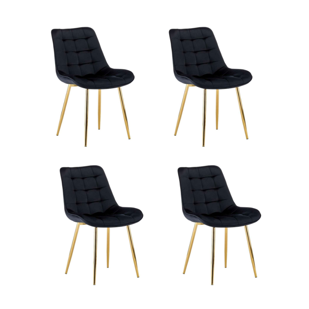 Pack 4 Sillas Capitone Macron - Terciopelo Base Dorada
