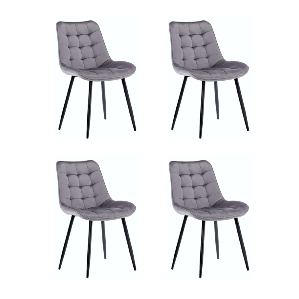 Pack 4 Sillas Capitone Macron - Terciopelo Base Negra