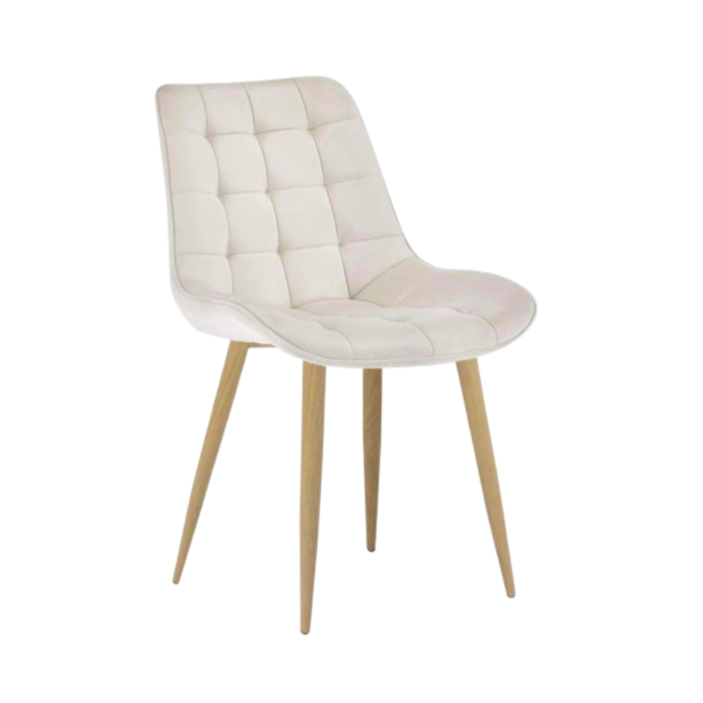 Silla Capitone Macron - Terciopelo Base Color Madera