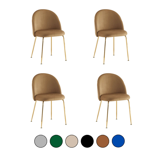Pack 4 Sillas Velvet Diamante - Terciopelo Base Dorada