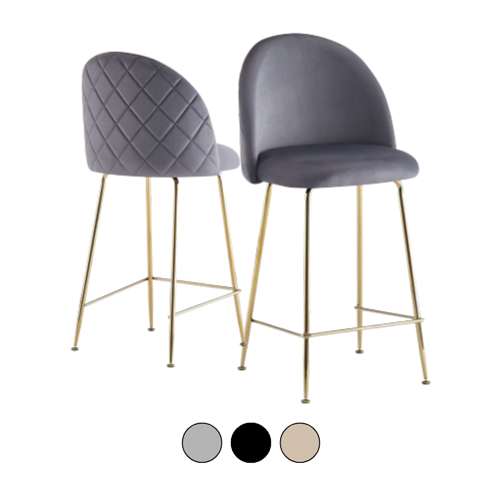 Taburete Velvet Diamante - Terciopelo Base Dorada 66 Cm