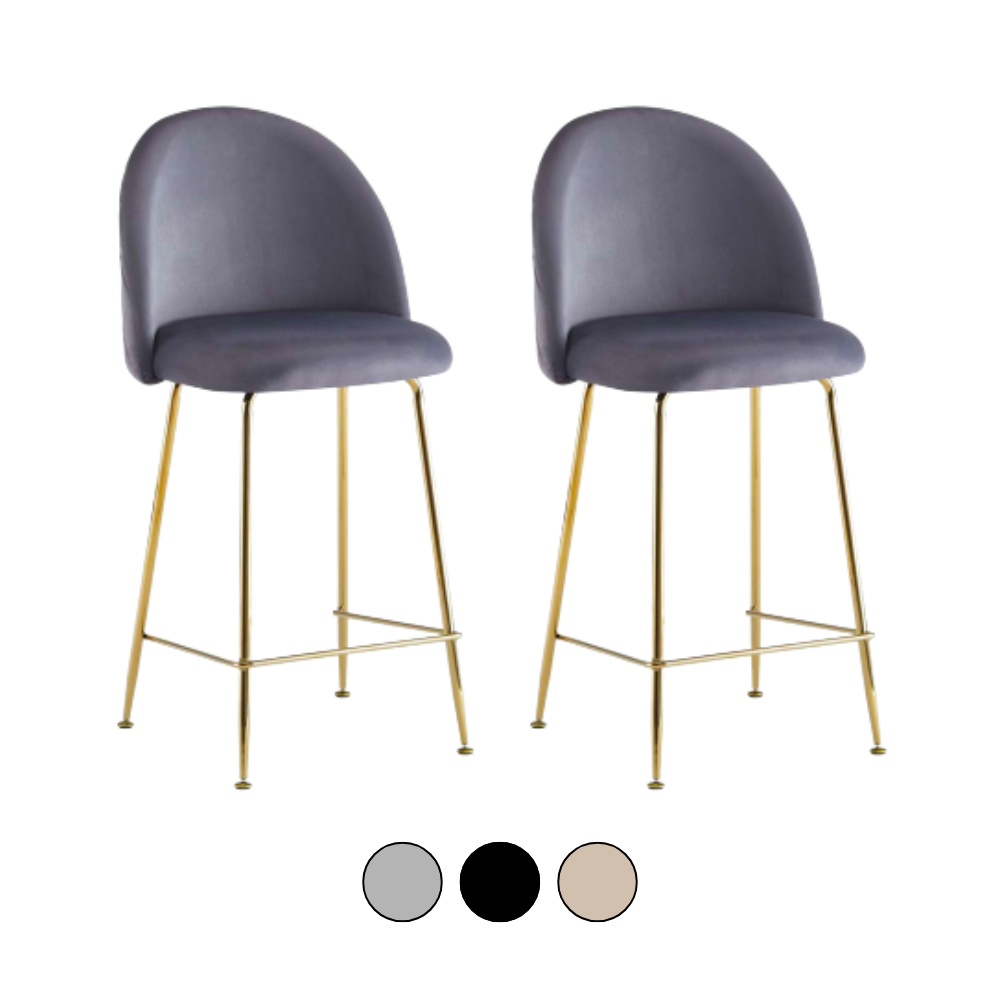 Pack 2 Taburetes Velvet Diamante - Terciopelo Base Dorada 66 Cm