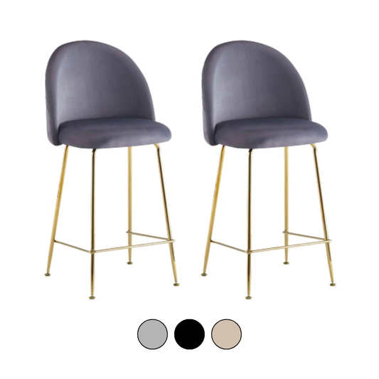 Pack 2 Taburetes Velvet Diamante - Terciopelo Base Dorada 66 Cm
