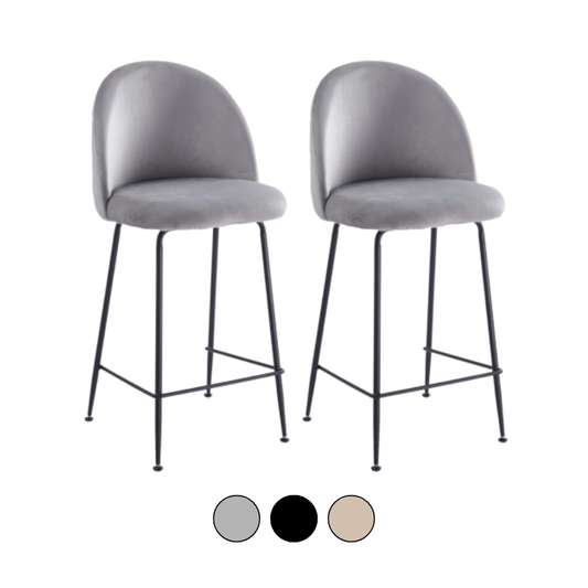 Pack 2 Taburetes Velvet Diamante - Terciopelo Base Negra 66 Cm