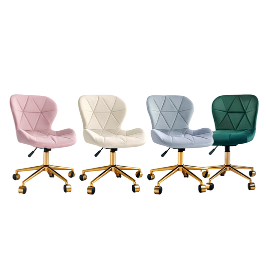 Silla Oficina Mariposa Velvet Gold - Con Ruedas
