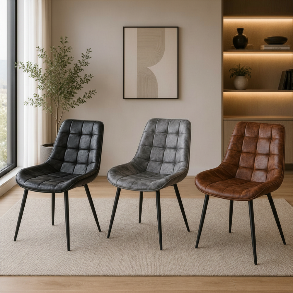 Comedor 4 Sillas Capitone Vintage + Mesa XWood Rustic Madera 100 Cm
