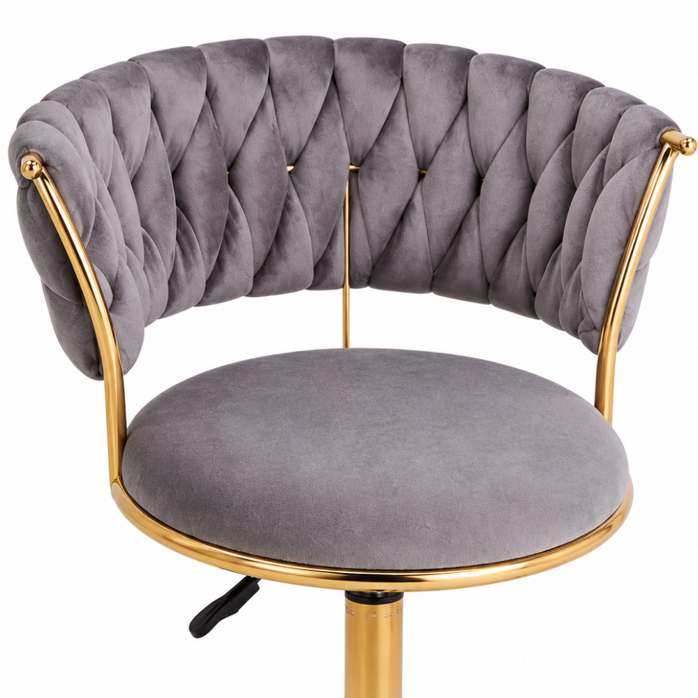 Taburete Queen Velvet - Terciopelo Base Dorada Regulable
