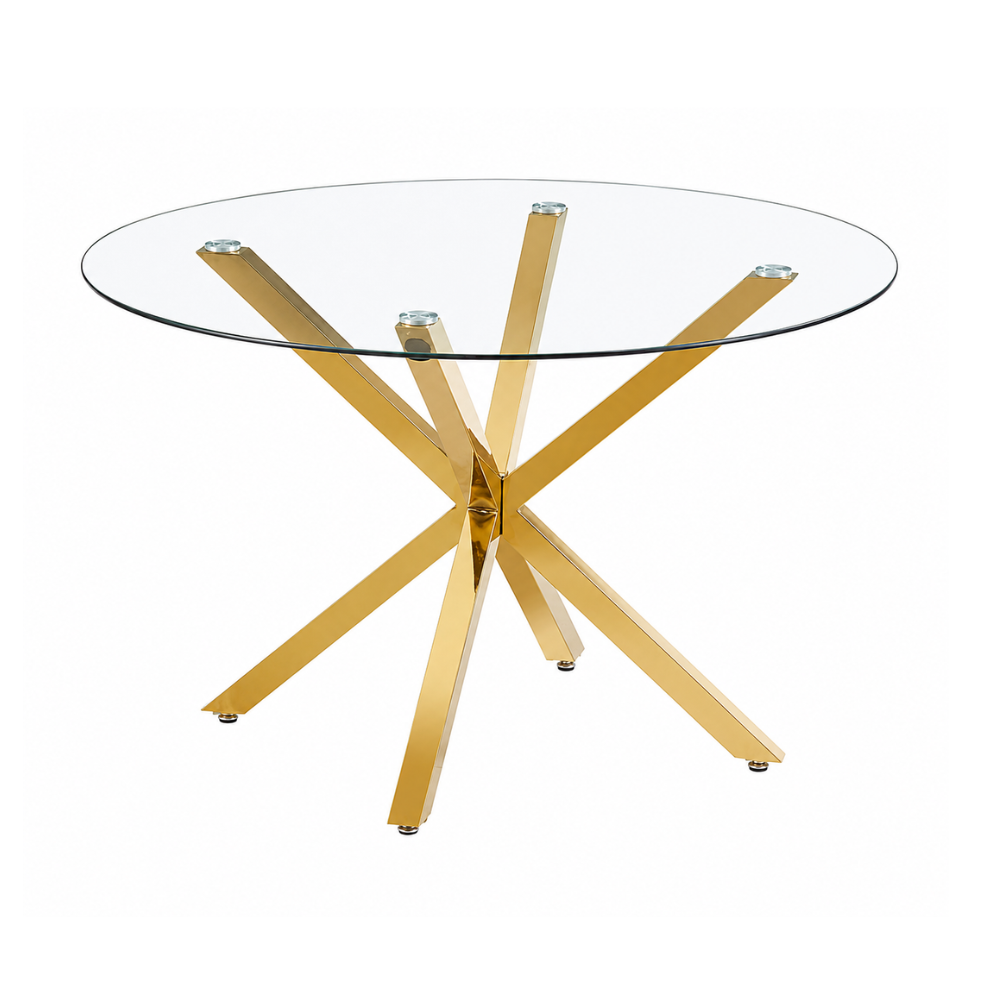 Mesa de Comedor Vidrio Cross Gold 100 Cm - Para 4 Personas