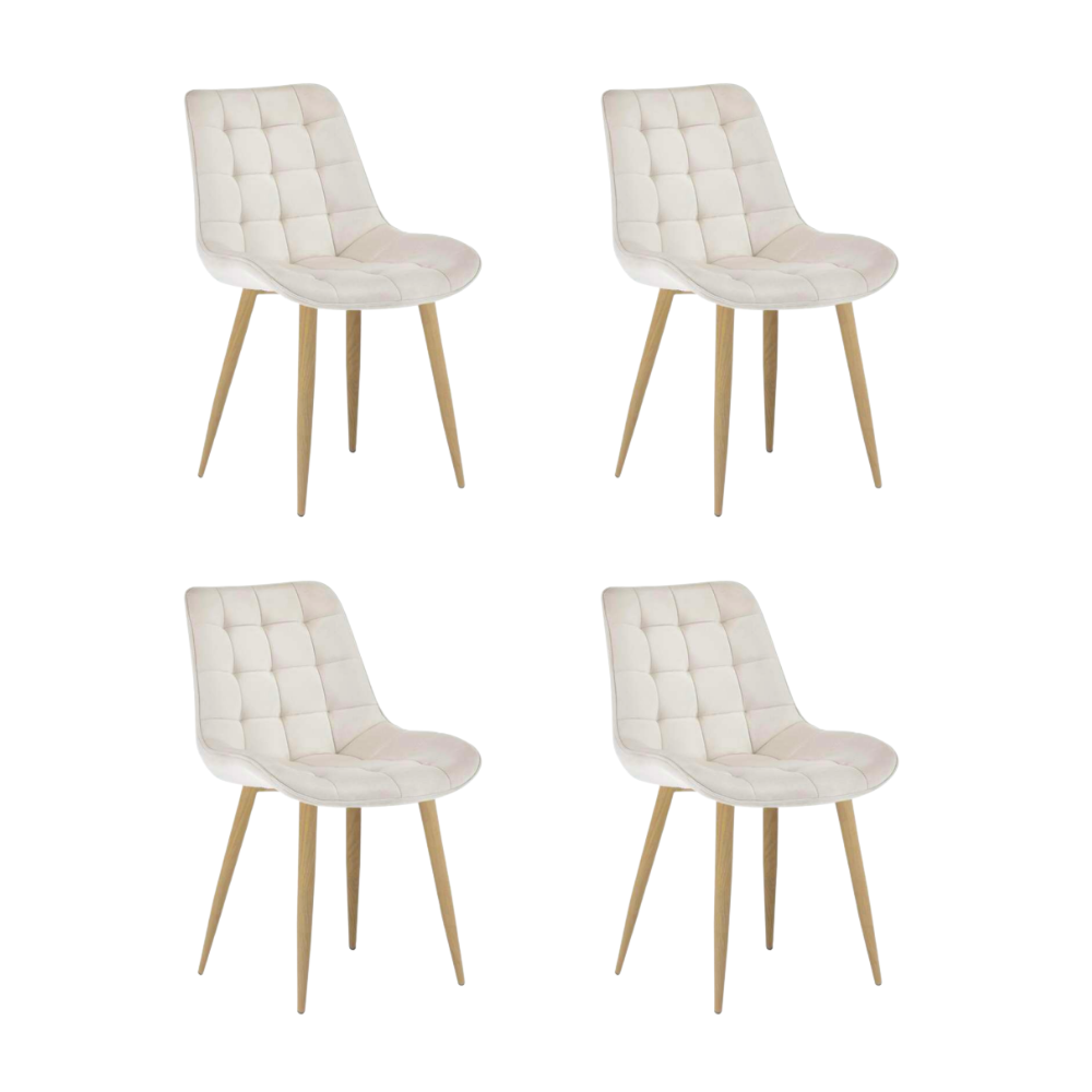 Pack 4 Sillas Capitone Macron - Terciopelo Base Color Madera