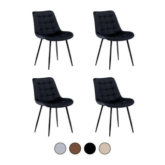 Pack 4 Sillas Capitone Macron - Terciopelo Black