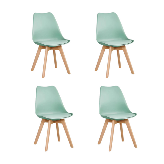 Pack 4 Sillas Tulip Menta Acolchadas - Madera Clase A