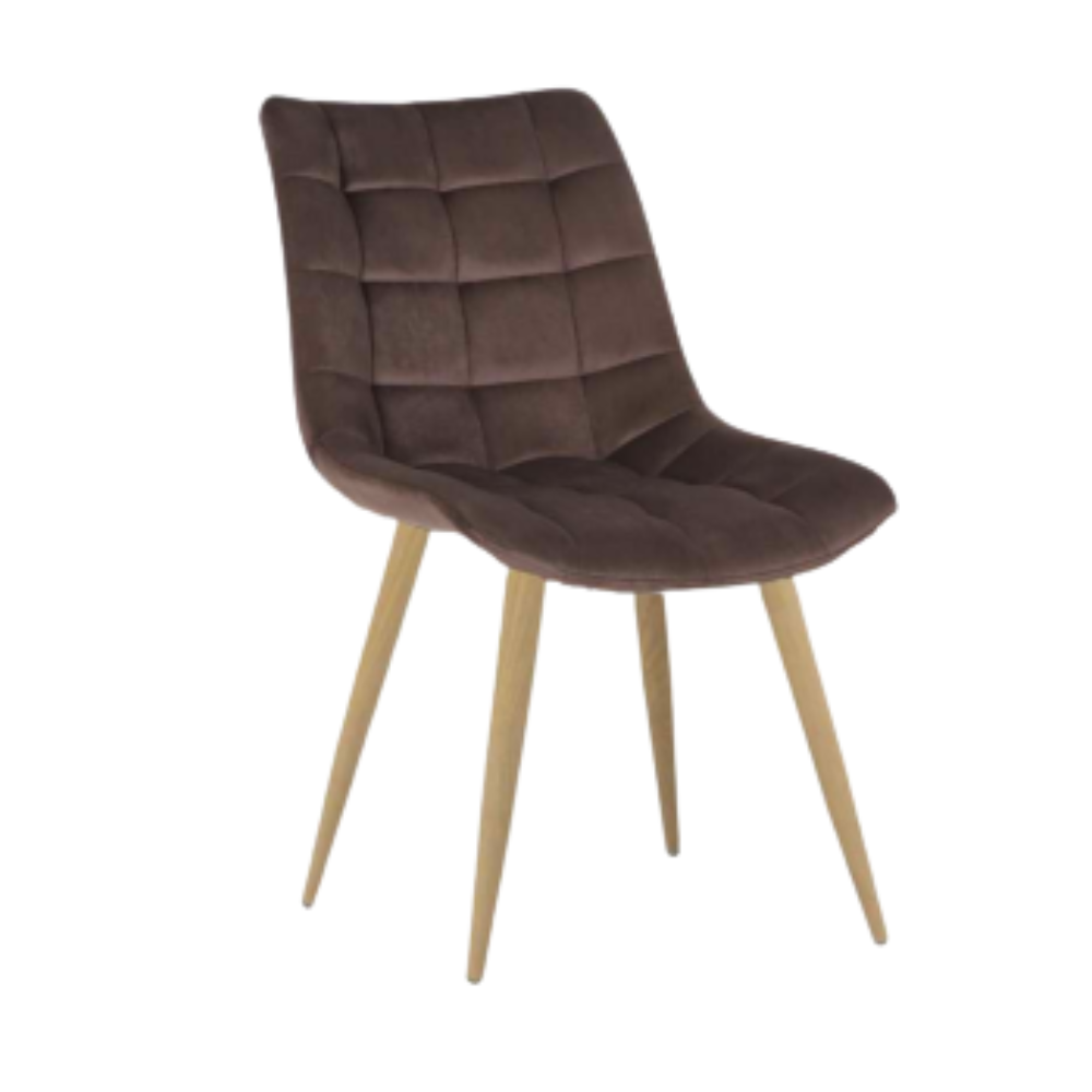 Silla Capitone Macron - Terciopelo Base Color Madera