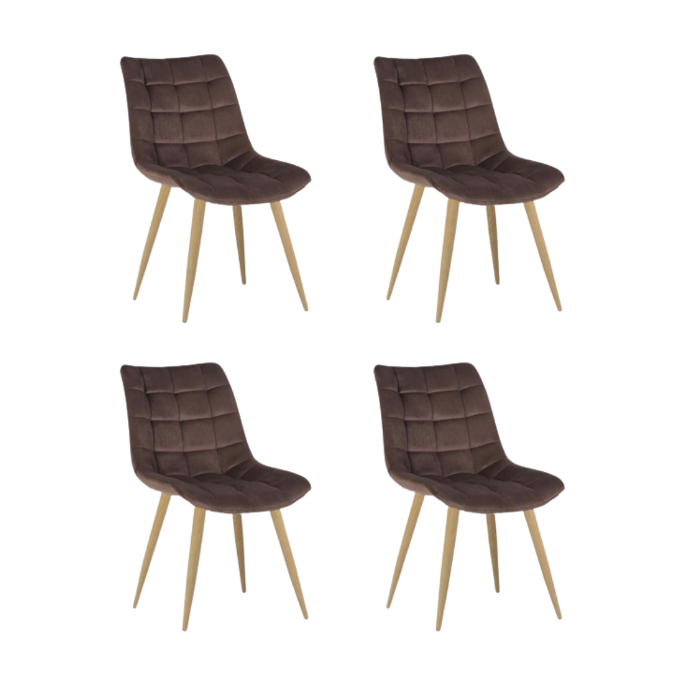 Pack 4 Sillas Capitone Macron - Terciopelo Base Color Madera