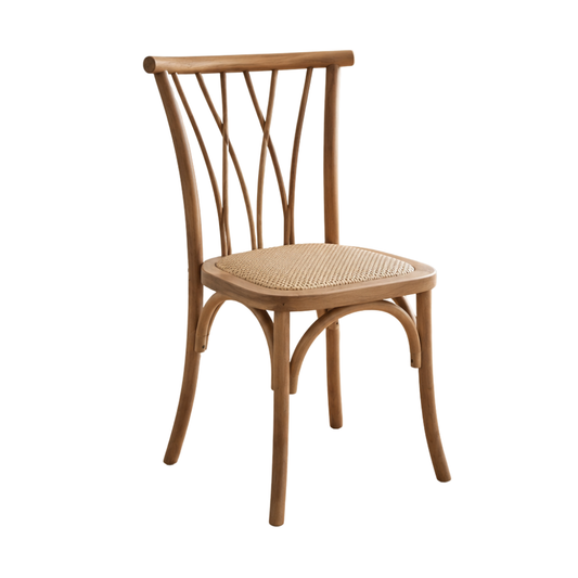 Silla Andes Madera Natural - Asiento Rattan Semi Acolchado