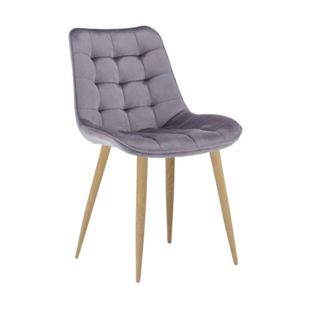 Silla Capitone Macron - Terciopelo Base Color Madera