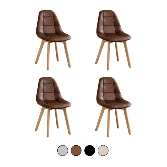 Pack 4 Sillas Capitone Vintage - Ecocuero Madera