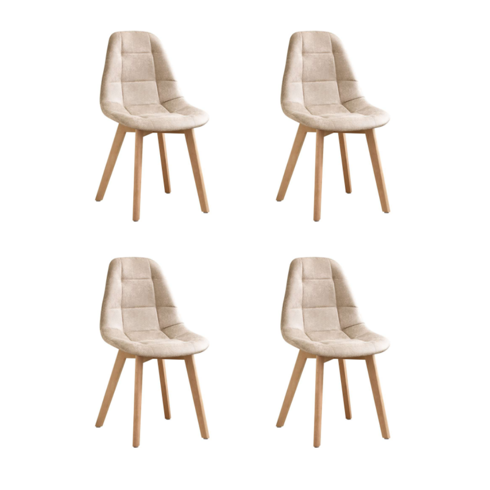 Pack 4 Sillas Capitone Vintage - Ecocuero Madera
