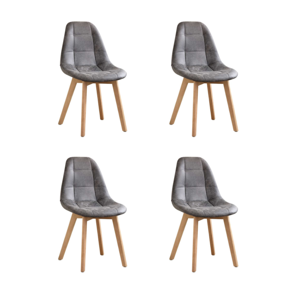 Pack 4 Sillas Capitone Vintage - Ecocuero Madera