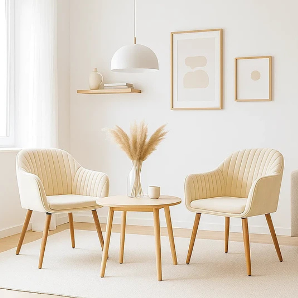 Pack 2 Sitiales Butaca Velvet Madera - Terciopelo Beige