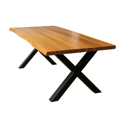 Mesa de Comedor XWood Rustic - Madera Natural Acero 160x90