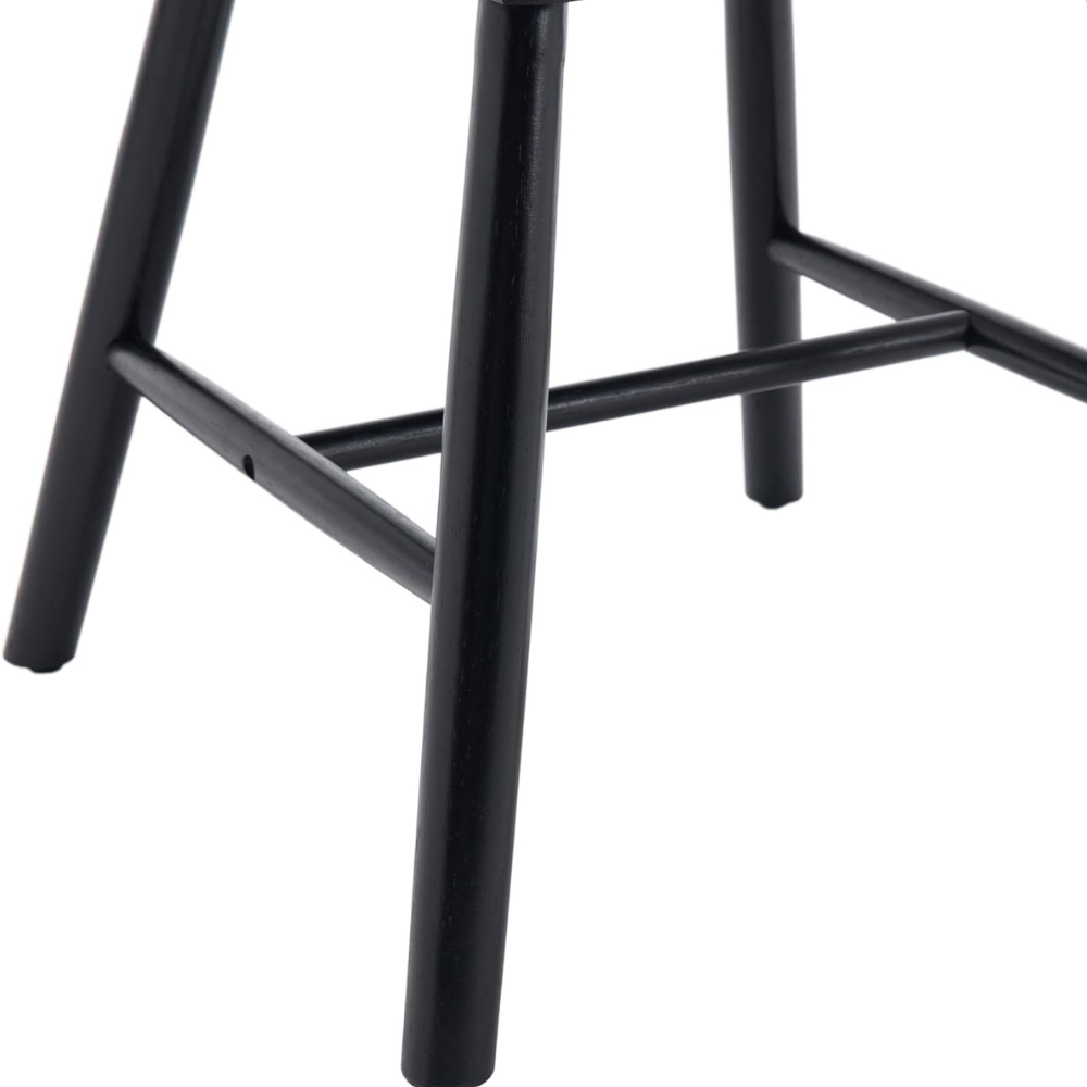 Comedor Mesa Vidrio Lyon 80 Cm + 2 Sillas Windsor Madera Negra