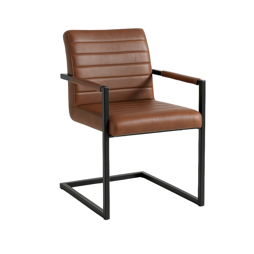 Silla Industrial Leder - Ecocuero Café Metal