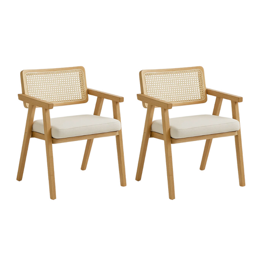 Pack 2 Sillas Chandigarh Acolchada - Madera Natural Rattan