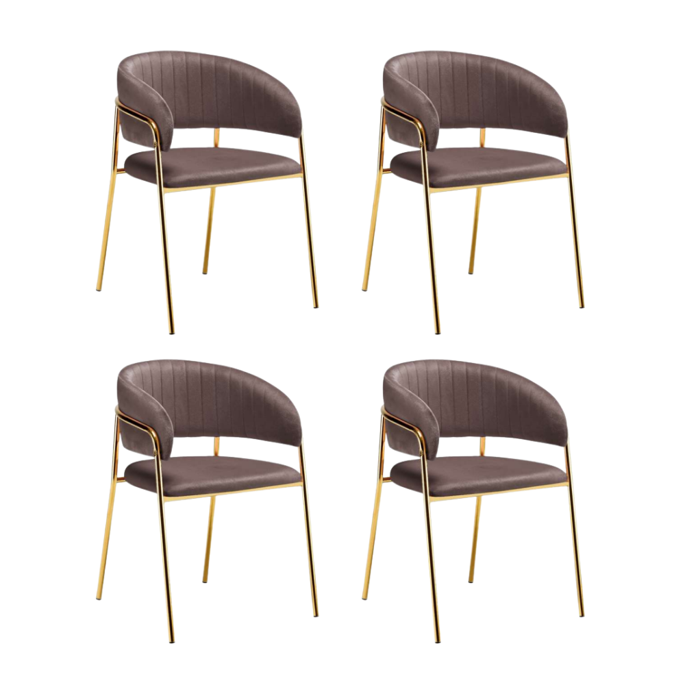 Pack 4 Sillas Sitial Glam Velvet Max - Terciopelo Metal Dorado