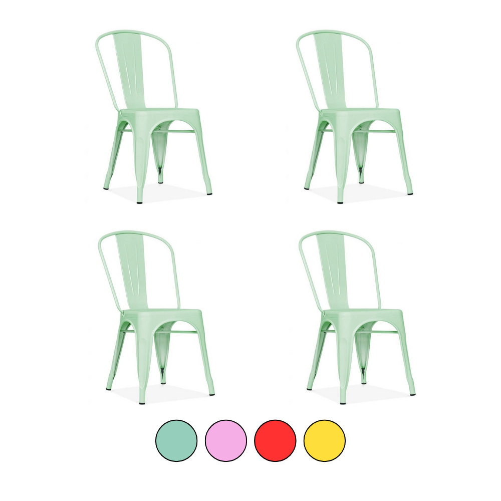 Pack 4 Sillas Tolix Colores - Acero Metálica